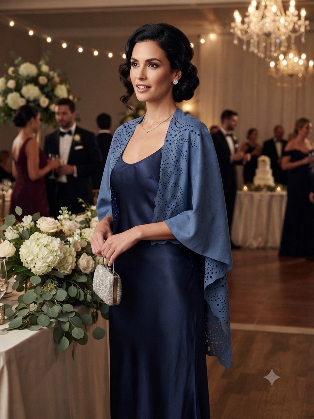 Chico's Dusty Blue Perforated Shawl